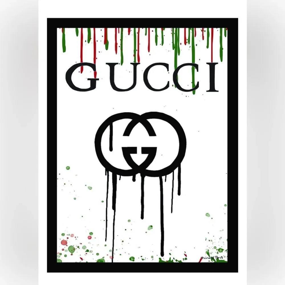 Fairchild Paris Gucci Drip Logo Framed Print